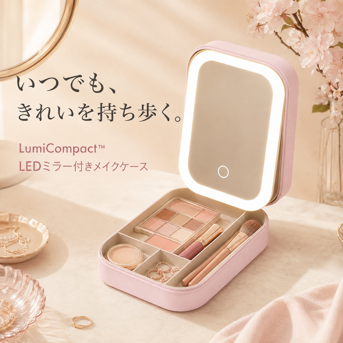 LumiCompact™ LEDミラー付きメイクケース
