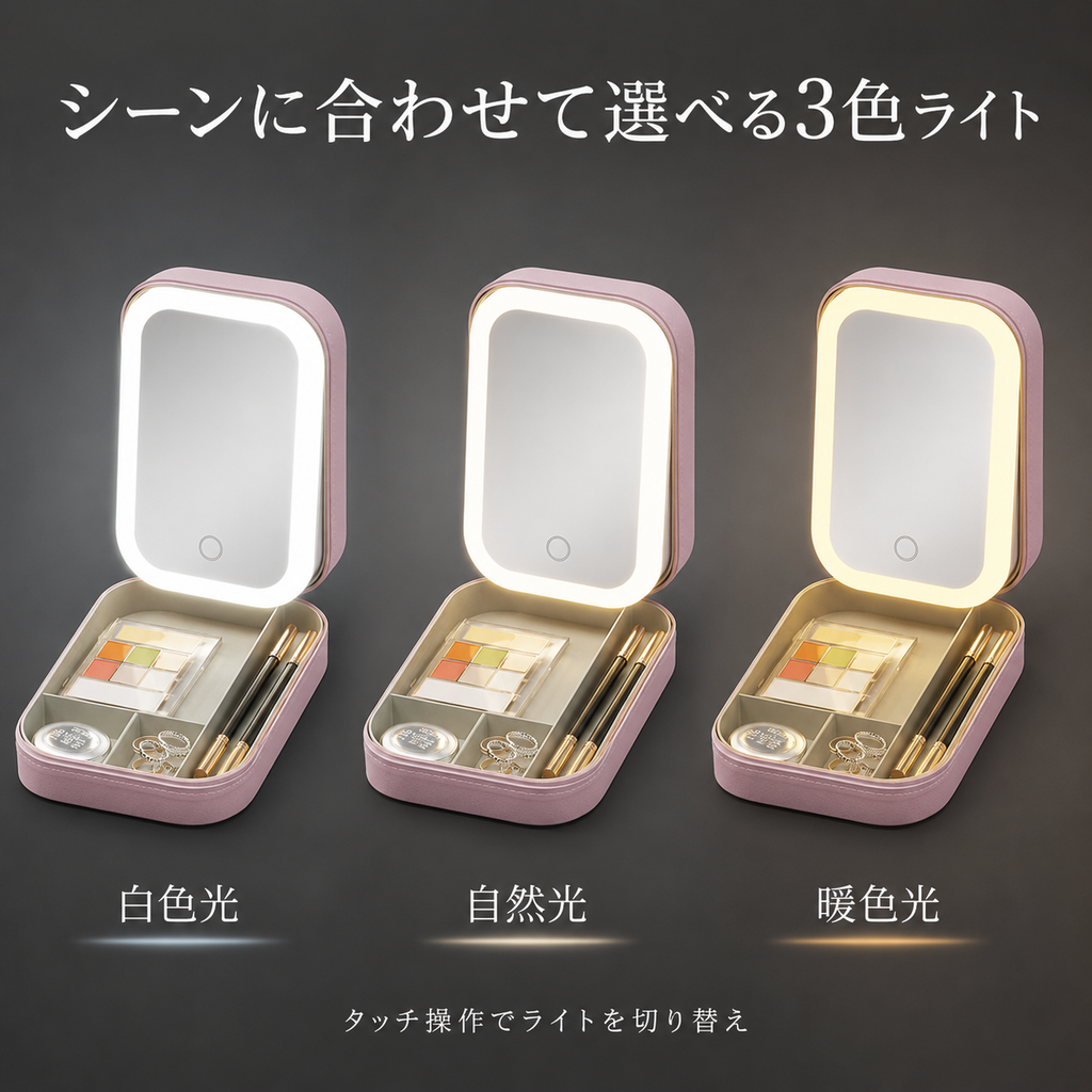 LumiCompact™ LEDミラー付きメイクケース